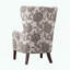 Fauteuil à oreilles - Accoudoir rond - Passepoil - Coussin d'assise amovible - Pieds espresso
