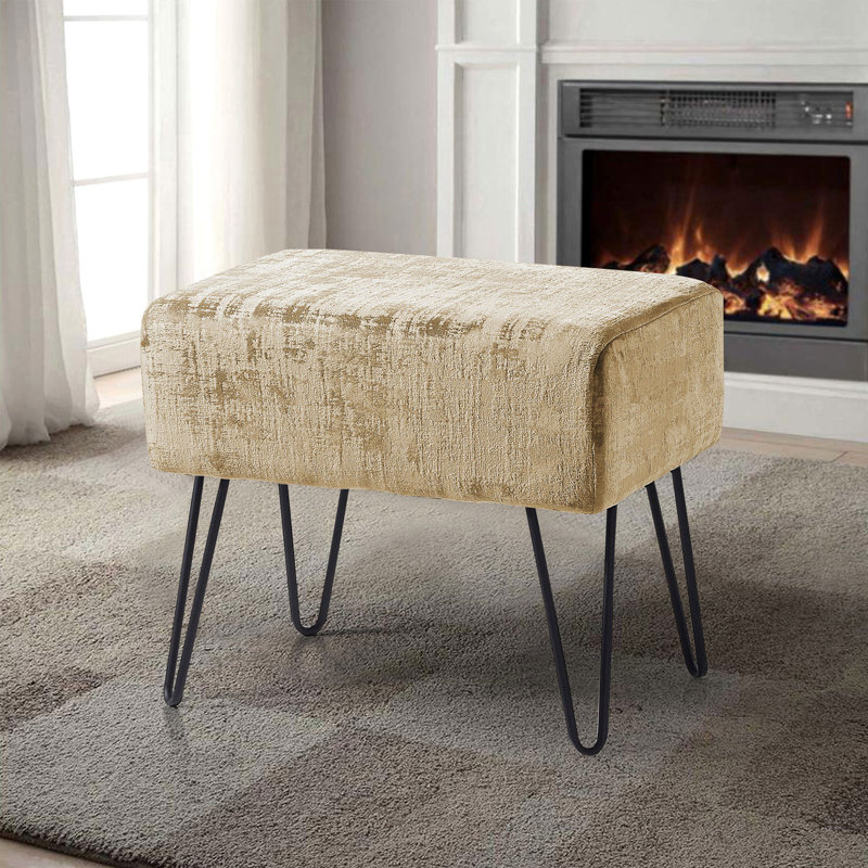 Alegre Velvet Ottoman, Almond Buff Velvet