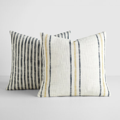 2-Pack Yarn-Dyed Patterns Decor Throw Pillows in Yarn-Dyed Bengal Stripe / Yarn-Dyed Framed Stripe