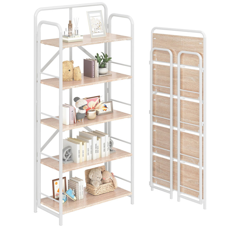 Bibliothèque pliante, Naturel, (5 tablettes) H 67,3 po x l 22,4 po x P 11,6 po