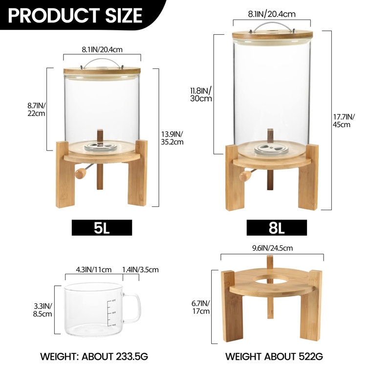 Rice Dispenser Glass And Wood