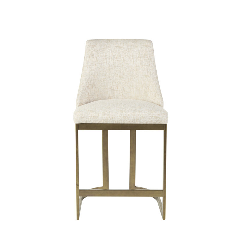 Tabouret de comptoir rembourré de 26 po de hauteur - base en métal avec ustensiles de cuisine modernes, accoudoirs courbés et dossier arrondi, rembourrage en mousse de haute densité, plancher réglable, finition or antique