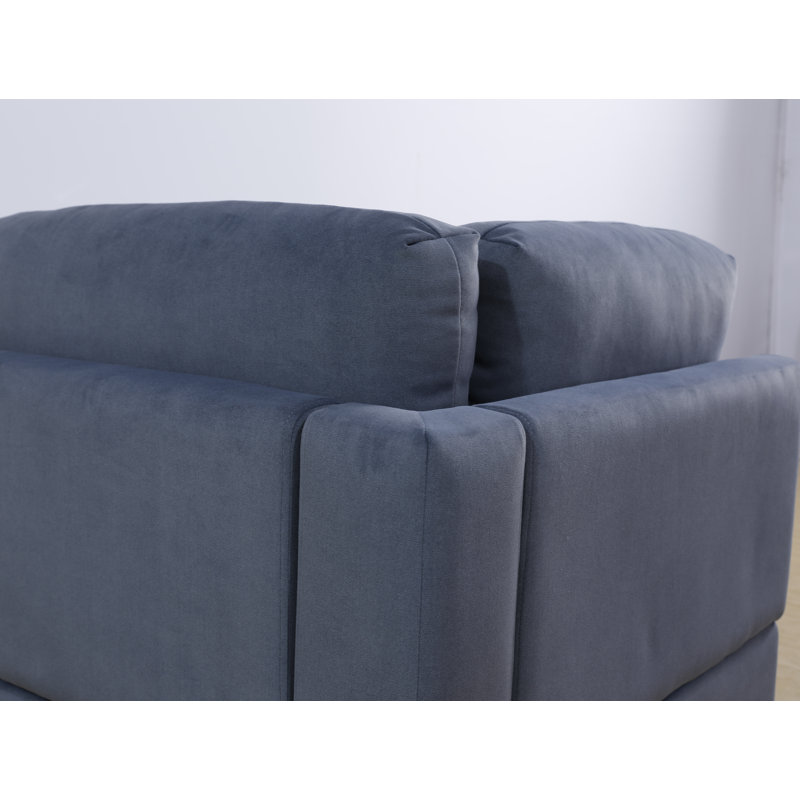 Ogunquit Upholstered L-Shaped Sectional Reversible, Blue Polyester Blend