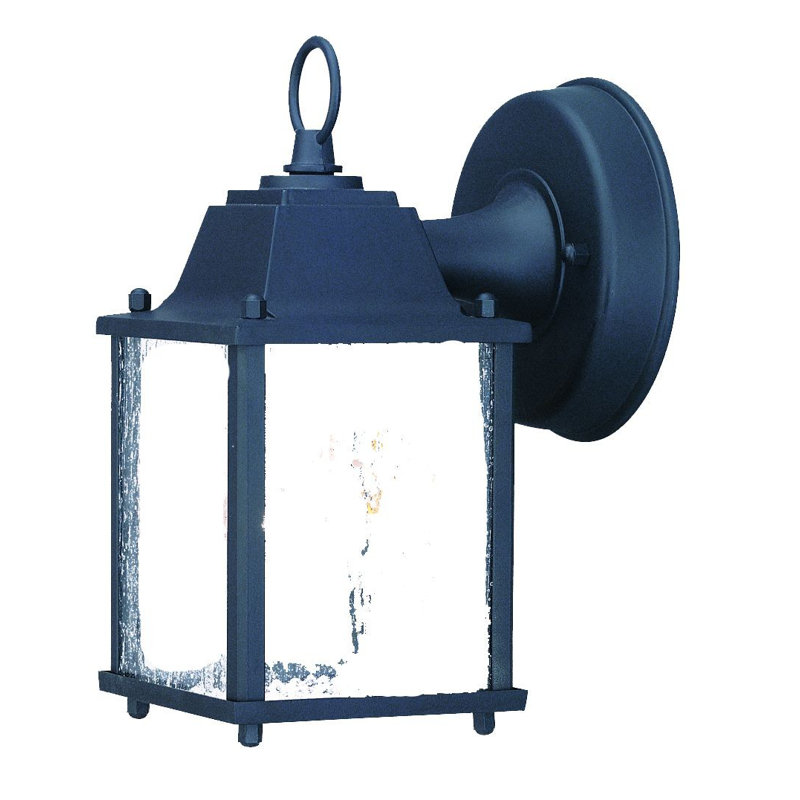 Lanterne murale suspendue en verre givré, Noir mat