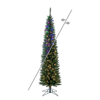  Arbre de Noël artificiel pin 7,5 pi pré-éclairé avec 250 lumières DEL coaxiales à basse tension de 8 mm à changement de couleur Durham