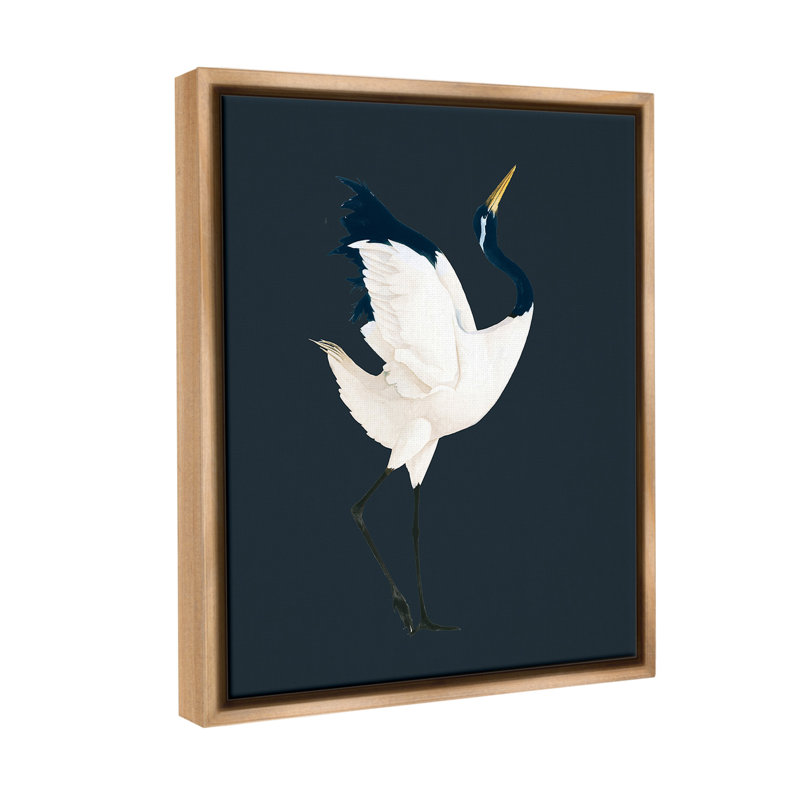 «Crane Bird Facing Right» par Grace Popp sur, Cadre flottant orme Montalcino, H 21 po x l 17 po