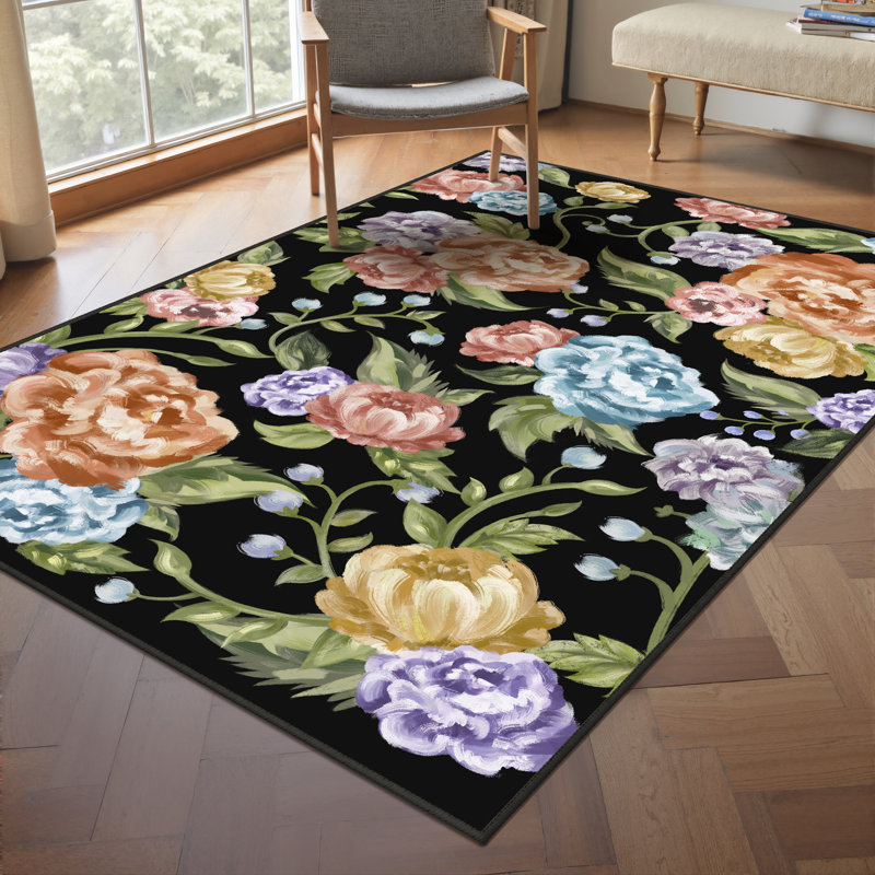 Tapis cerise lavable à la machine avec envers antidérapant, Rectangulaire 3 pi x 5 pi