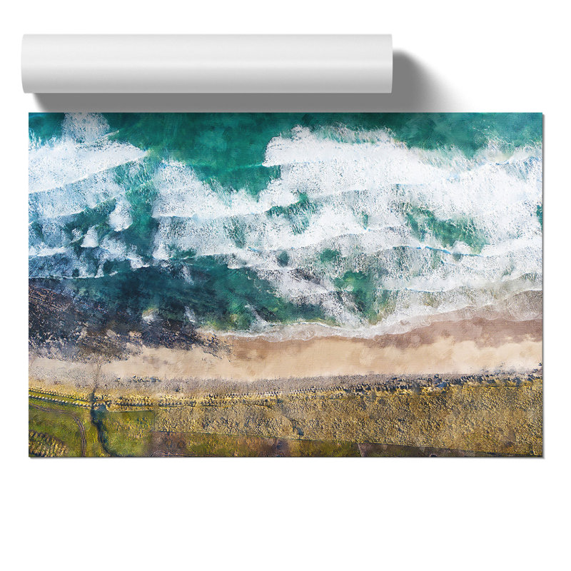 Beach in Keiss in Scotland Painting - Frameless Print, 42cm H x 59cm W x 0.1cm D