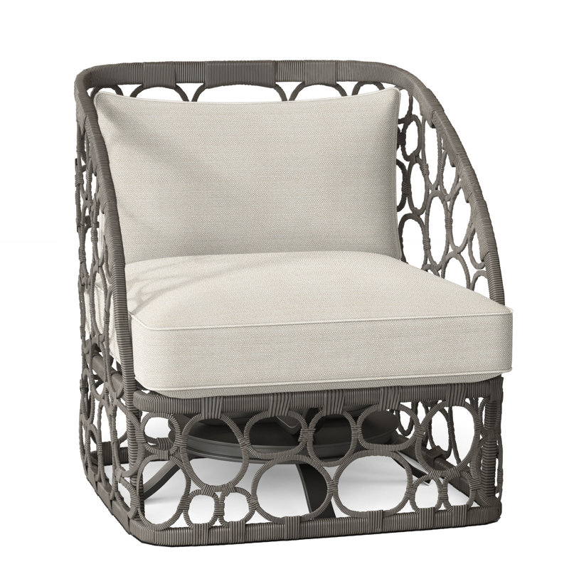 Bali Swivel Patio Chair with Cushions, White Sunbrella 6063-000, Dove Gray