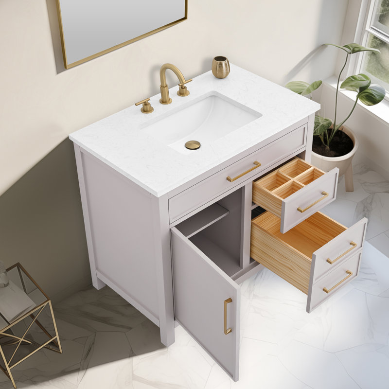 Wenniah 36" Single Vanity, Taupe/Brushed Bronze