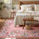 Floral Vintage Washable Pink Area Rug with Non Slip Backing - Ultra Durable Carpet for Living Room, Bedroom, Dining Room or Office Decor