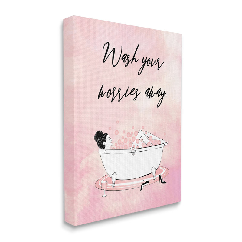 «Bubble Bath Glam Pink Bubbles», art textuel, Toile tendue, H 30 po x l 24 po x P 1,5 po