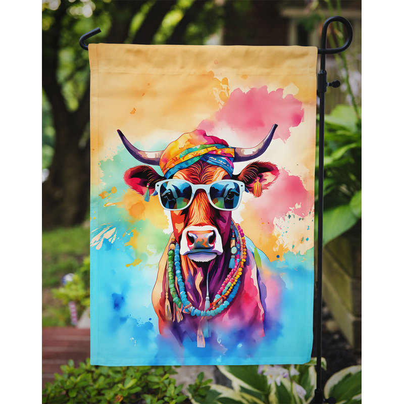 Drapeau de jardin de vache hippie