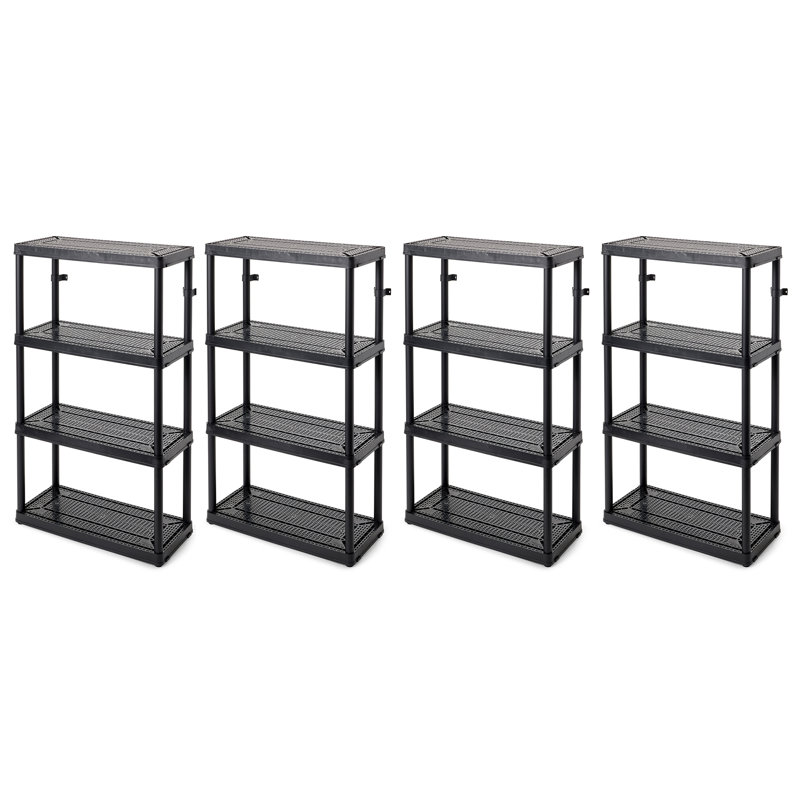 Unité de rangement à hauteur fixe à 4 tablettes à hauteur fixe Grace Living, noir (paquet de 4), Paquet de 4