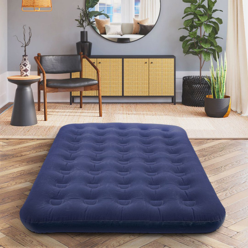 Flocked Airbed, Double, Blue