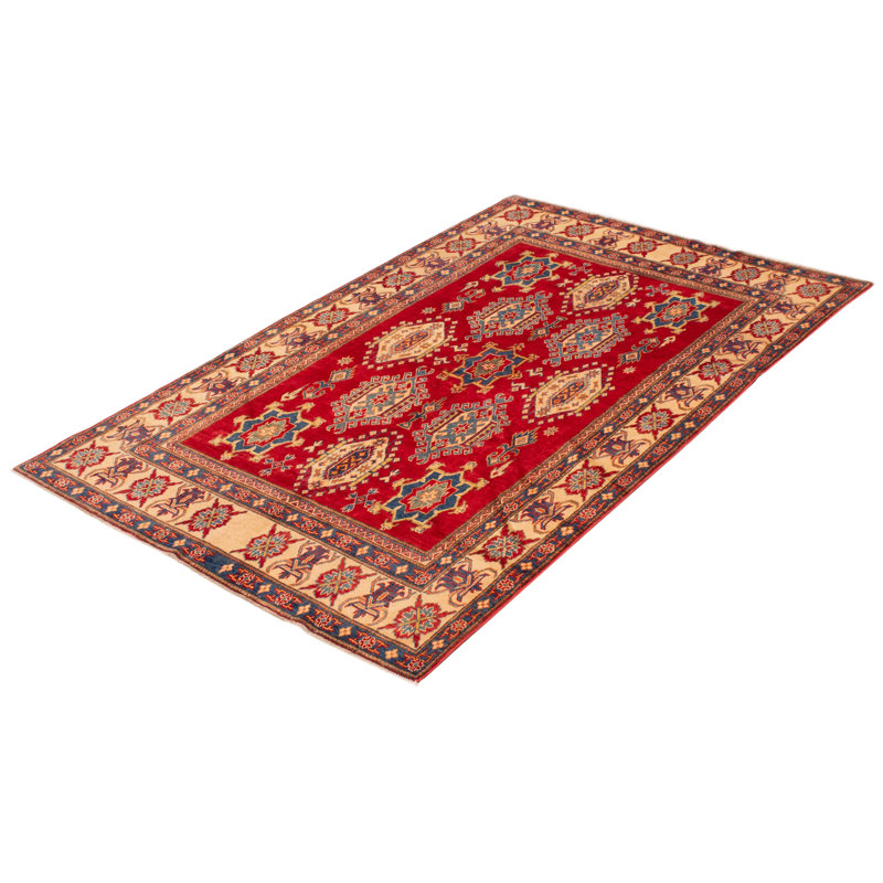 Tapis rouge en laine noué à la main de conception unique 5 pi 9 po Finest Ghazni