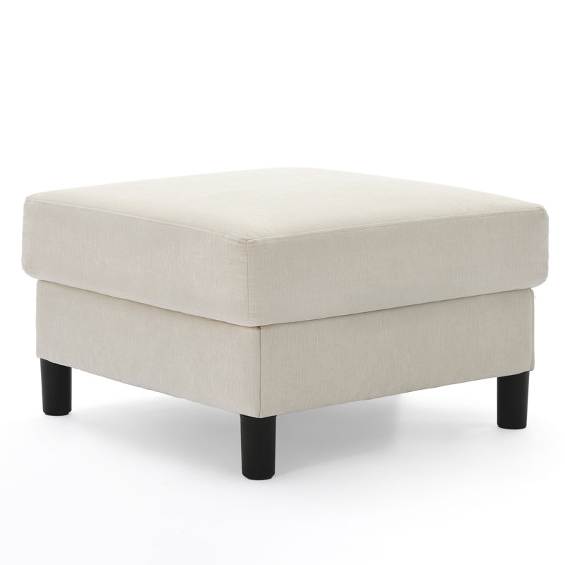 27.5" Wide Square Chenille Upholstered Ottoman， Footstool of Sectional Sofa, Beige