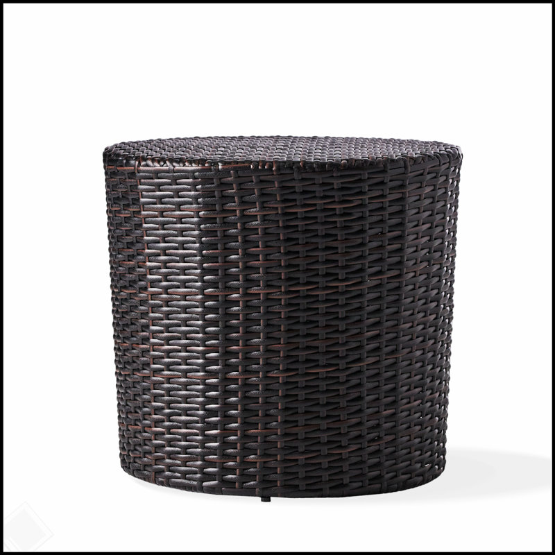 Table d'appoint Kingstown RD Barrel, table de bout d'extérieur durable en osier avec design classique et aucun assemblage requis