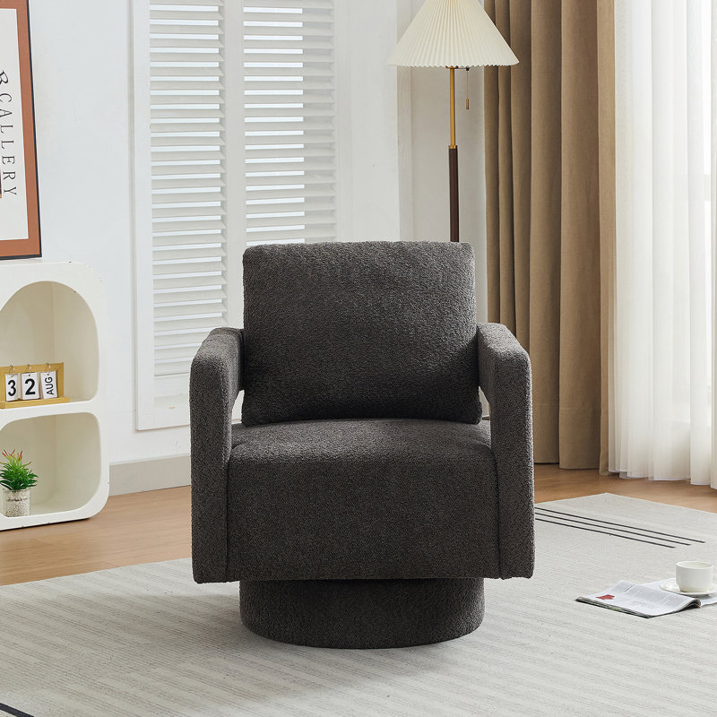 29.13" W Square Swivel Accent Chair, Modern Rotating Arm Chair With Open Back,360 Degree Rotation, Lounge Club Chair With Removable Back Cushion For Living Room, Hotel, Bed Room