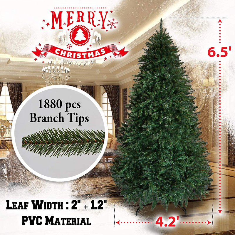 Arbre de noël artificiel pin vert, 6,5 pi