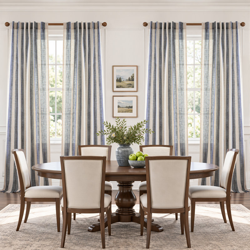 Rideaux semi-transparents avec passe-tringle Chris, L 52 po x L 84 po, Marine