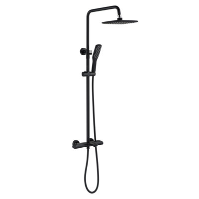 10.04*7.68" Thermostatic Shower System Rain Shower Head Set, 3 Function Metal Wall Mount Exposed Shower System with Rough-in Valve