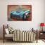 « blue car », reproduction sur métal