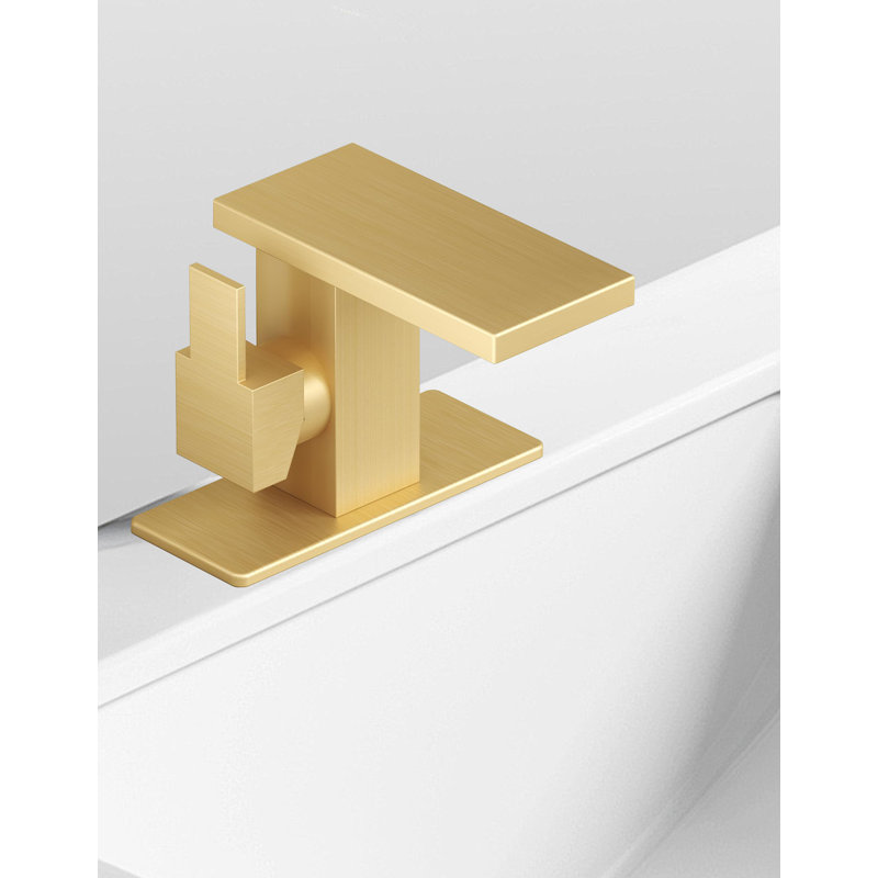 Robinet pour salle de bain à un trou avec drain escamotable, Or brossé