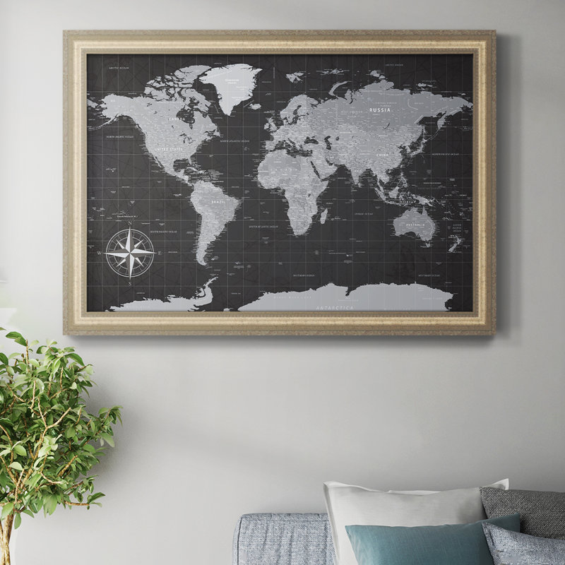 Carte de voyage à punaises - Carte ancienne des États-Unis, impression sur toile encadrée, 20 x 30 - Taille intérieure
