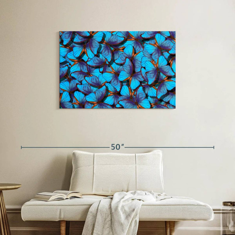 Essaim de papillon bleu Brampt, H 24 po x l 36 po