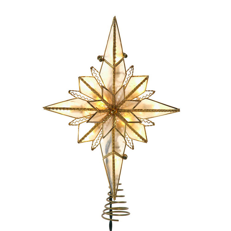 Décoration pour sommet de sapin étoile Capiz Bethlehem à DEL 10,5 pouces 10 lumières Kurt Adler