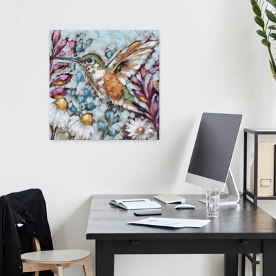 Fancy And Free 2 Contemporary Bird Spring Flower Art