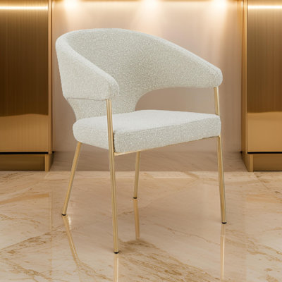 Chaise de salle à manger 23 pouces Cid Kasa, polyester gris clair, acier inoxydable laiton