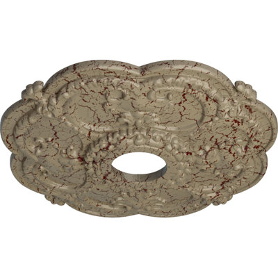 Médaillon de plafond Endurathane Rotherham, DO 18 po x P 3 1/2 po x P 1 1/2 po (convient aux auvents jusqu'à 3 1/2 po), fini craquelé Gobi peint à la main