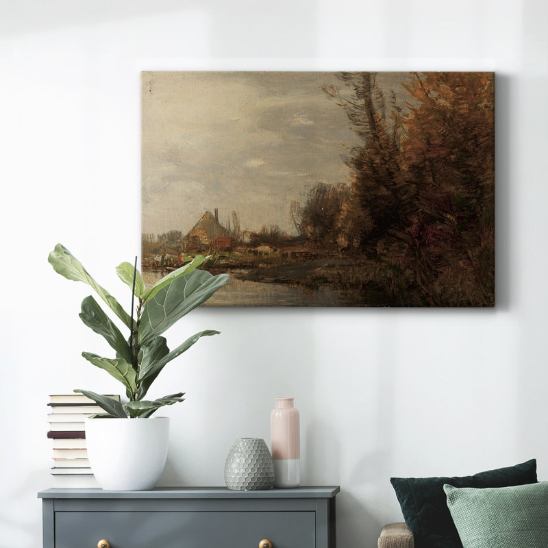 Paysage rétro-CCxxix, H 13 po x l 19 po x P 1,5 po, Toile tendue