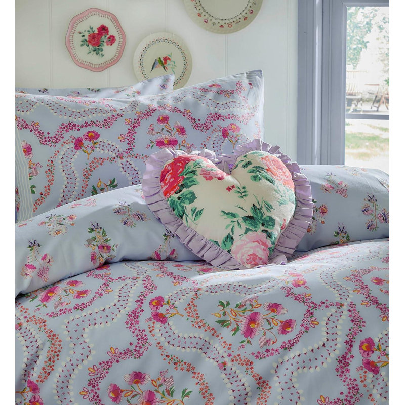 Cath Kidston Affinity Floral Duvet Cover Set Sky Blue Super King Bedding Set, Super King - 2 Standard Pillowcase