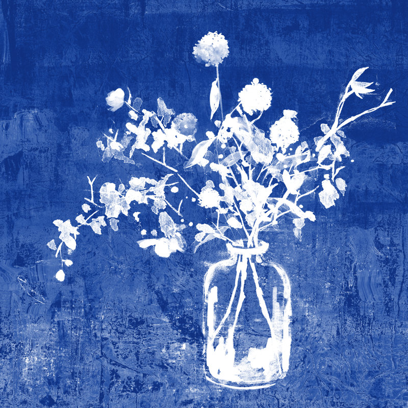 White Vase On Navy - Wrapped Canvas Art Prints, 91cm H x 91cm W