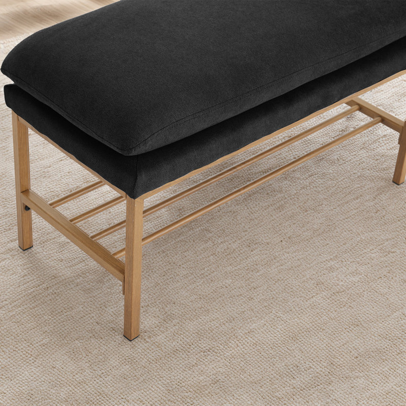 End Of Bed Bench With Shelf, Black