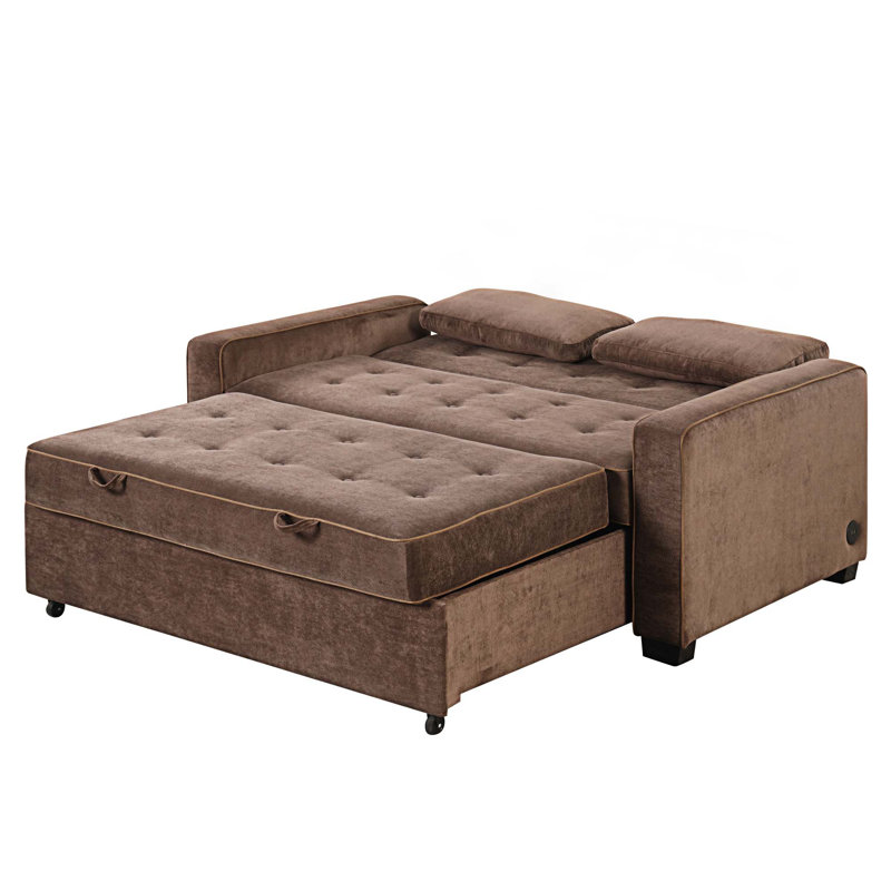 Canapé-lit rembourré 65,7 po, Velours brun
