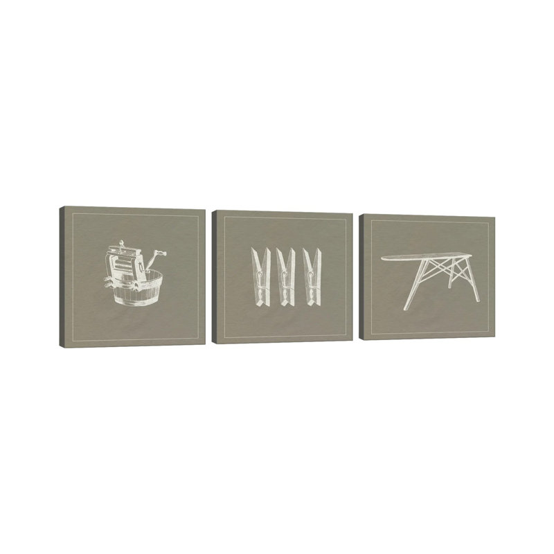 Laundry Tip Triptych - ensemble d'art mural sur toile tendue (ensemble de 3)