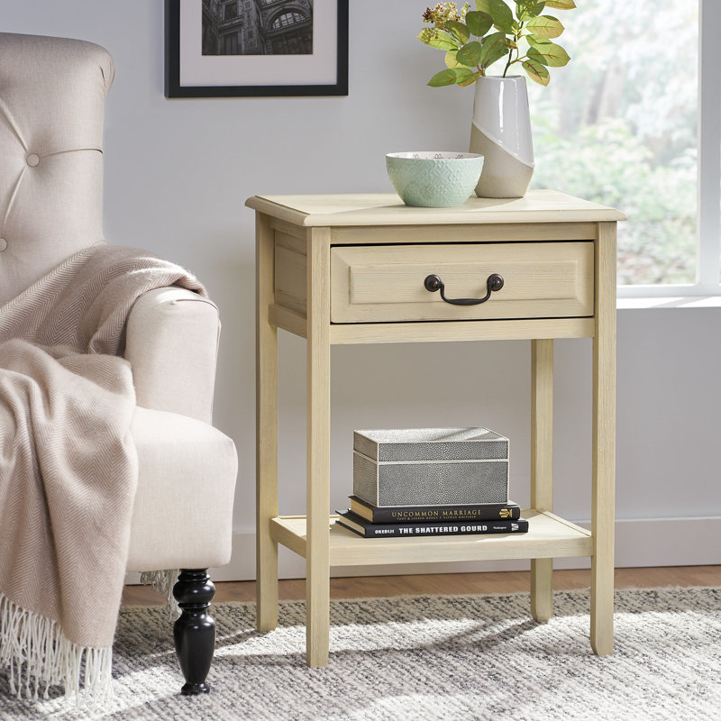 Zara End Table with Storage, Brushed Morning Mist