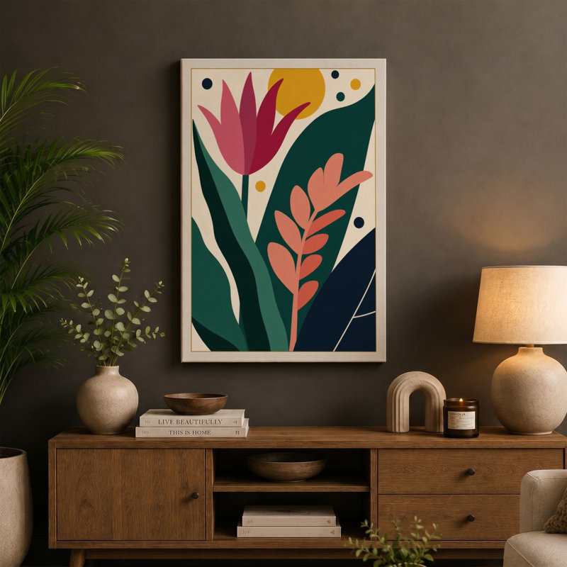 Duet Botanical - Wrapped Canvas, 18x12 - 45.7 x 30.5 cm, Cream Border