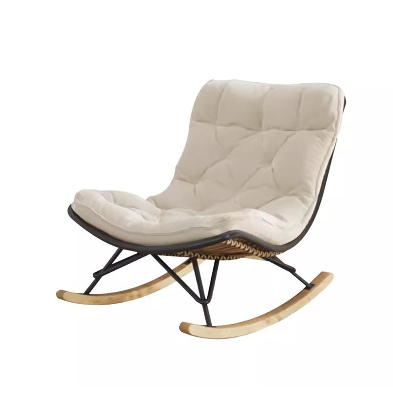 Chaise berçante simple et décontractée moderne, Blanc cassé