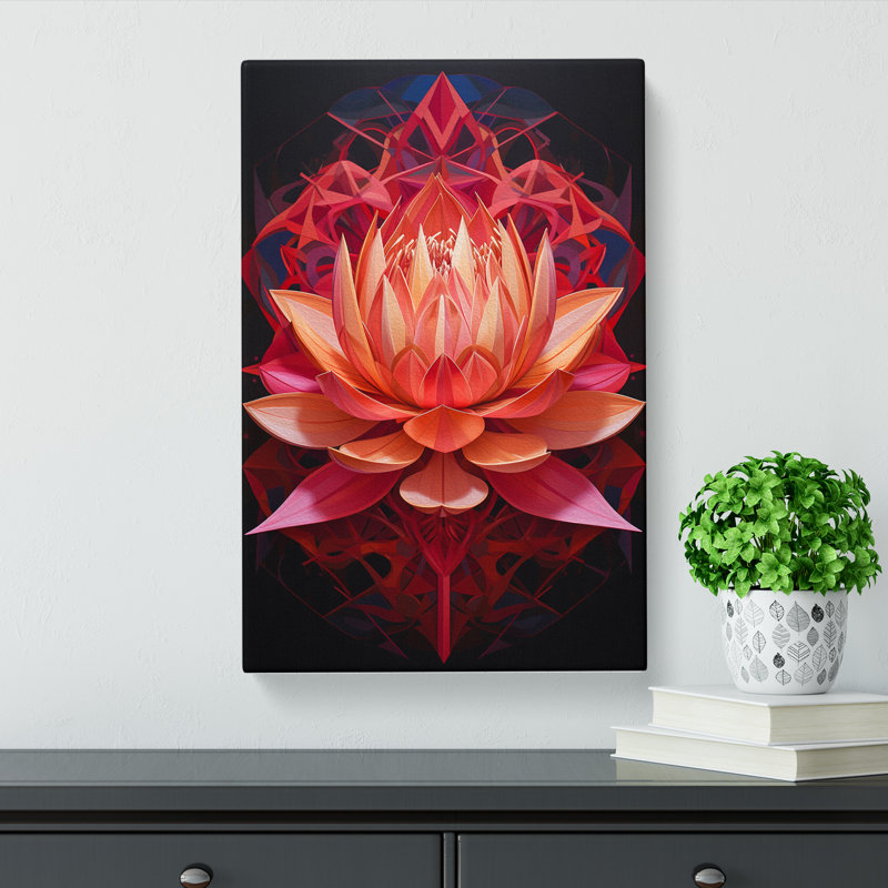 Lotus Flower Geometric - Wrapped Canvas, 60cm H x 40cm W x 3cm D