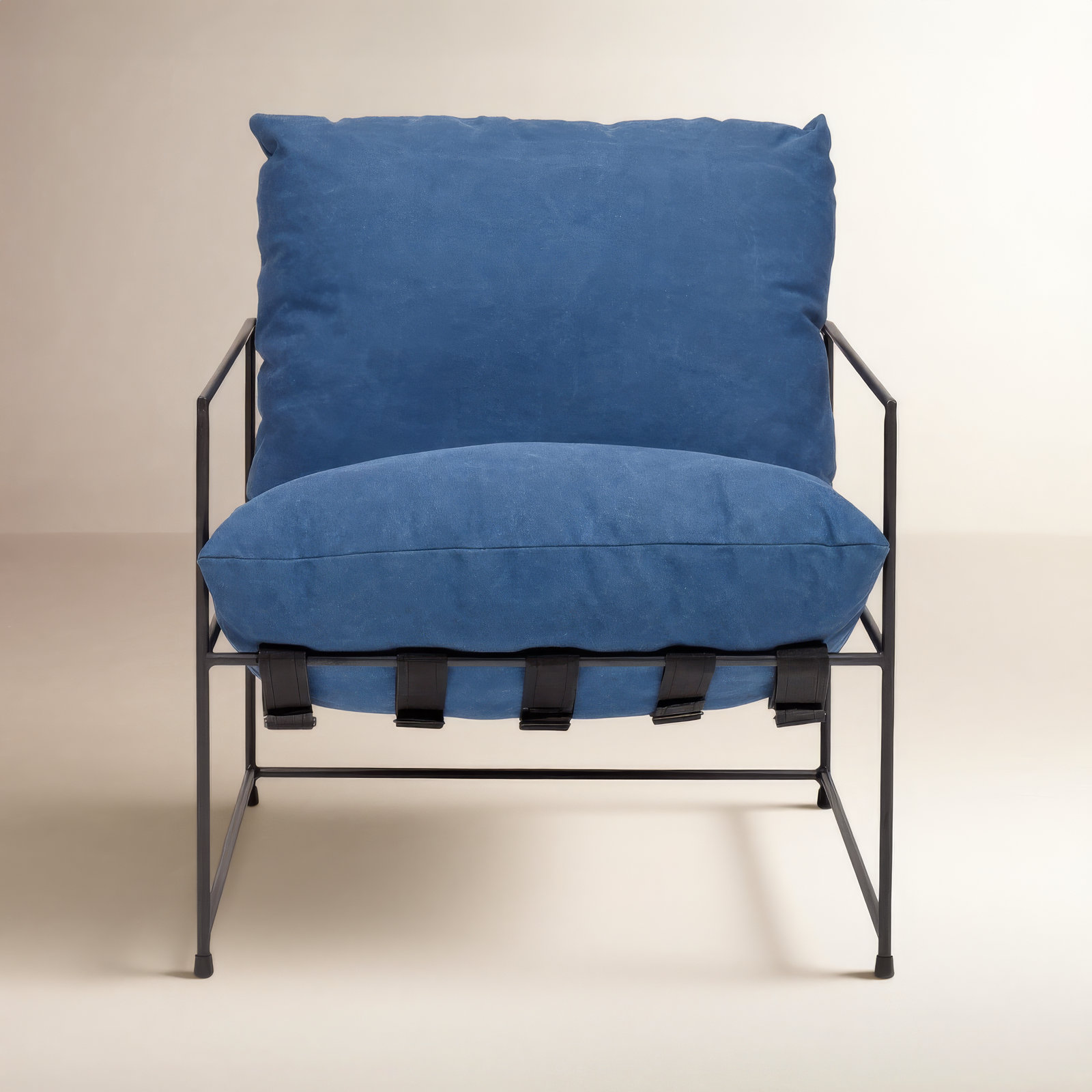 Danita Upholstered Armchair, Washed Blue Performance Canvas
