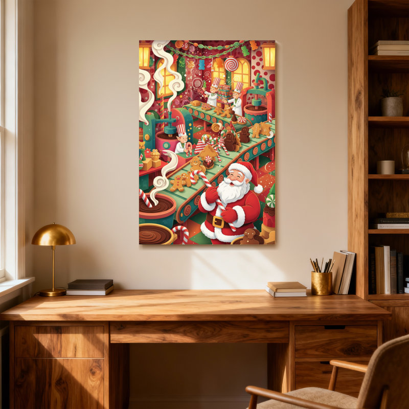 Scène d'atelier de Noël du père Noël, H 30 po x l 20 po