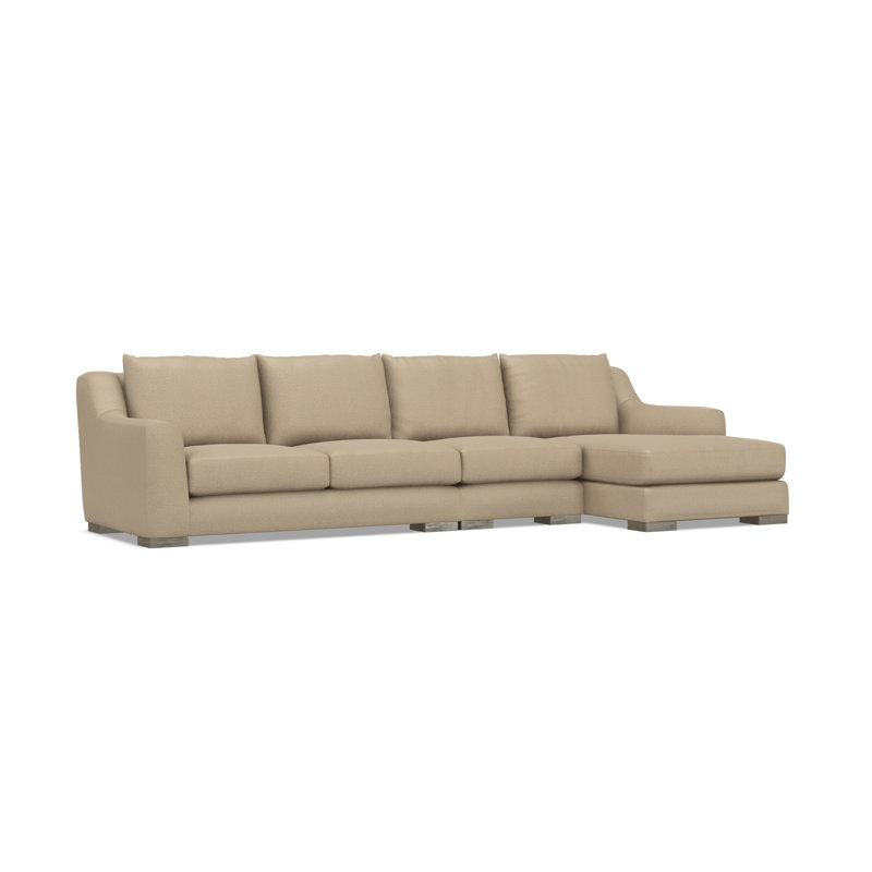Gabi 3-Piece Fabric Sectional, Taupe Polyester, 35" H x  135" W x 63.5" D, Right Hand Facing