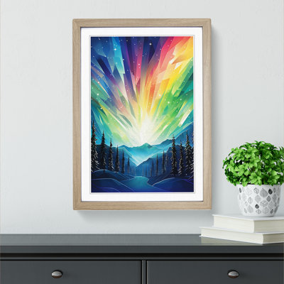 Northern Lights Geometric - Single Picture Frame Print on Wood