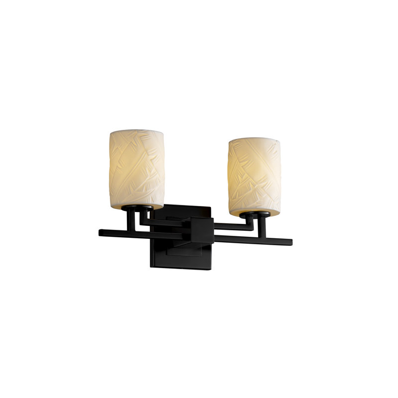 2 - Light Vanity Light, Banana Leaf, Brushed Nickel, Cylinder with Flat Rim