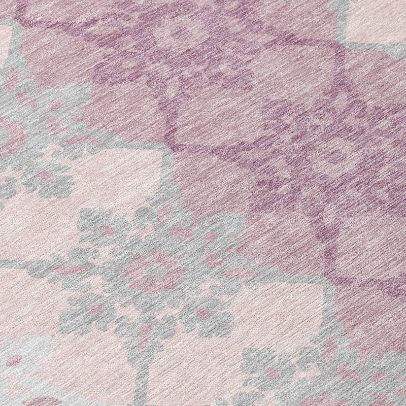 Tapis lavable à la machine intérieur / extérieur ACN2759 Chantille, Rose, 10 pi x 14 pi